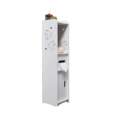 Dulap de baie, cu 3 compartimente, vertical, dimensiuni 80x20x24 cm, din MDF, alb foto