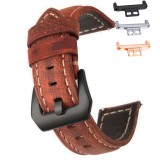 Curea piele naturala, compatibila Huawei Watch Fit 1, cu adaptor dedicat, Maro Aprins