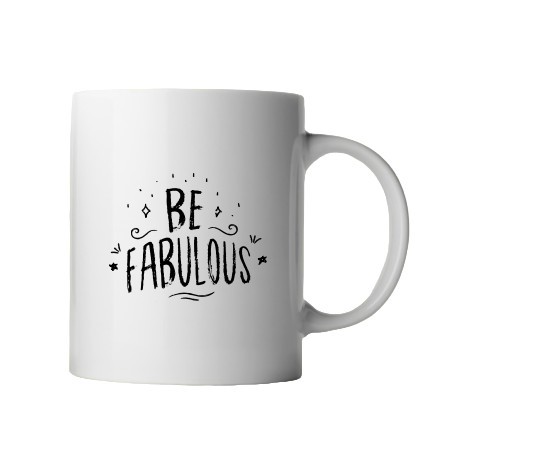 Cana alba personalizata cu mesajul Be Fabulous, INOVATIX&reg;. 330ml