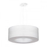 Lustar Saturn Alb, Tesatura/Pvc/Otel, 5 Becuri Rotunde Minimalist De Interior