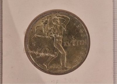 Cehoslovacia, Czechoslovakia, 50 Korun 1948, KM#25, argint, comemorativa, buna foto