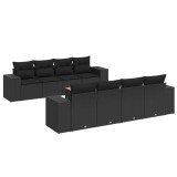 Cumpara ieftin Set mobilier de gradina cu perne, 9 piese, negru, poliratan