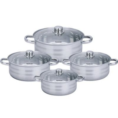 Set 4 cratite inox cu capac Royalty Line, inox, compatibile cu masina de spalat vase foto