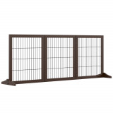 PawHut Barieră pentru C&acirc;ini Pliabilă și Reglabilă din Lemn de Pin și Metal, 185x36x71 cm, Maro | Aosom Romania