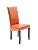 Cumpara ieftin Scaun bucatarie si living Tobago, piele ecologica, spatar inalt, lemn masiv, 120 kg, cires