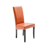 Scaun bucatarie si living Tobago, piele ecologica, spatar inalt, lemn masiv, 120 kg, cires