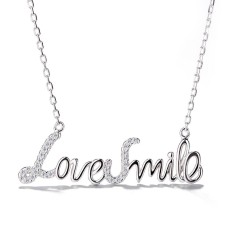 Lantisor argint 925, JW865, model love&amp;smile, placat cu rodiu