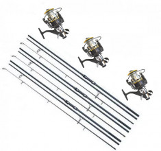 3 x lanseta fishing master 3,9 m si 3 x mulineta cool angel 12+1rulmenti foto