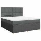 Cumpara ieftin Pat box spring cu saltea, gri inchis, 200x200 cm, textil