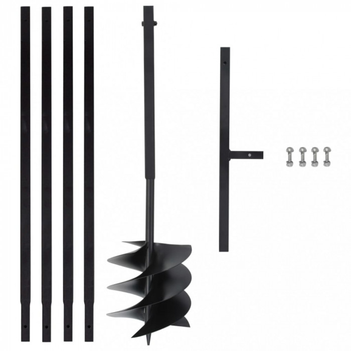 Burghiu de păm&acirc;nt cu m&acirc;ner 250 mm, tub extensibil la 4 m, oțel