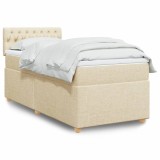 VidaXL Pat box spring cu saltea, crem, 80x200 cm, textil