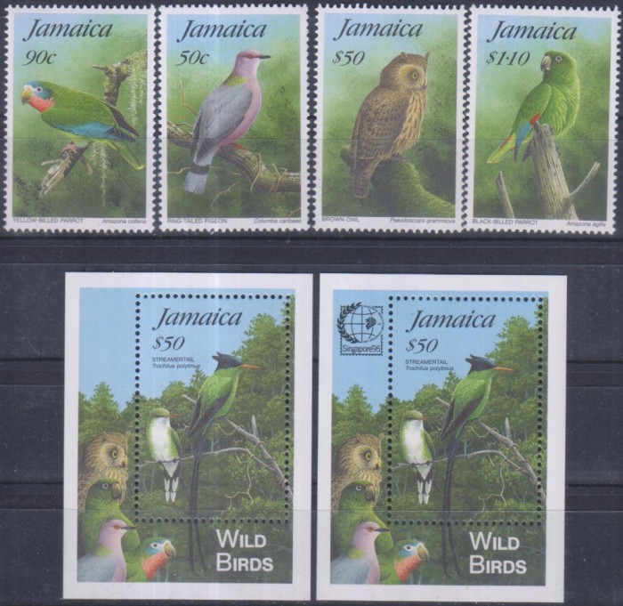 Timbre cu păsări sălbatice din Jamaica
