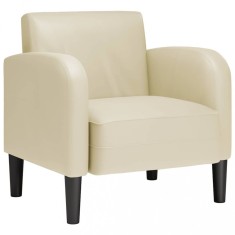 Canapea scaun cu cotiere crem 54 cm piele artificiala foto