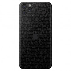 Set Folii Skin Acoperire 360 Compatibile cu Apple iPhone 11 Pro Max (Set 2) - ApcGsm Wraps HoneyComb Black