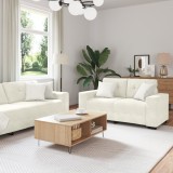 Set Canapea 3 Piese VidaXL Catifea Crem, Fotoliu + 2 Canapele, Dimensiuni Variate: 100/160/221 cm, Cadru Metalic Robust, Interior Birou/Living