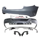 Set bara spate MERCEDES Clasa GLE (W166), 08.2015-03.20, cu / fara capac senzor parcare, cu catadioptri, cu gauri senzori parcare; grunduit, de vopsi