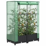 Strat &icirc;nălțat cu husă de seră, aspect ratan, 80x40x123 cm