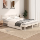 Gossi cadru de pat mic dublu, alb, 120x190 cm, lemn masiv de pin