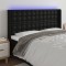 Gossi tablie de pat cu led, negru, 183x16x118/128 cm, piele ecologica