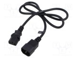 Cablu IEC C13 mamă la IEC C14 tată 1m negru 10A POS