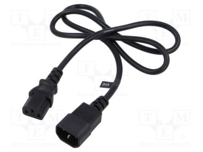 Cablu IEC C13 mamă la IEC C14 tată 1m negru 10A POS foto