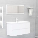 Set mobilier de baie, 2 piese, alb, lemn compozit