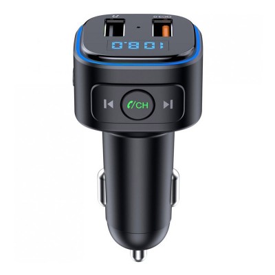 Modulator FM Serioux, Bluetooth 5.0, 5 m, 2 x USB, format muzica MP3/WMA/WAV, microfon incorporat foto