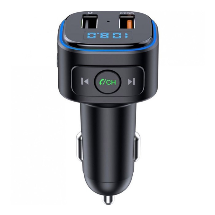 Modulator FM Serioux, Bluetooth 5.0, 5 m, 2 x USB, format muzica MP3/WMA/WAV, microfon incorporat