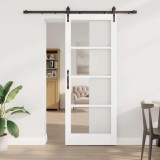 Ușă glisantă cu set de accesorii alb 83x211 cm din lemn masiv de pin