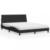VidaXL Pat cu saltea, Hanko, negru, 160x200 cm, catifea 3208606
