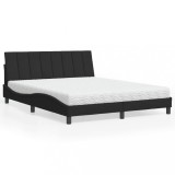 vidaXL Pat cu saltea, negru, 160x200 cm, catifea 3208606