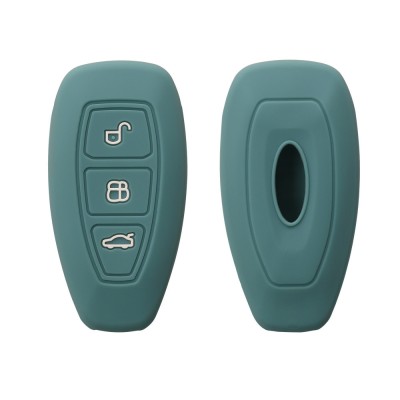 Husa Cheie Auto Kwmobile pentru Ford 3 Butoane - Keyless Go, Verde inchis, Silicon, KWM000008AQ005C foto