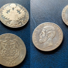 Monede romanesti, bani vechi - 5 lei 1880, 1883 -Carol I, 20 taleri -Argint