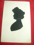 Ilustrata- Portret -Profil Femeie- executat prin decupare ,inc.sec.XX, Necirculata, Printata