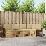 vidaXL Set de canapele de exterior 5 pcs Alb și Bej 3391848