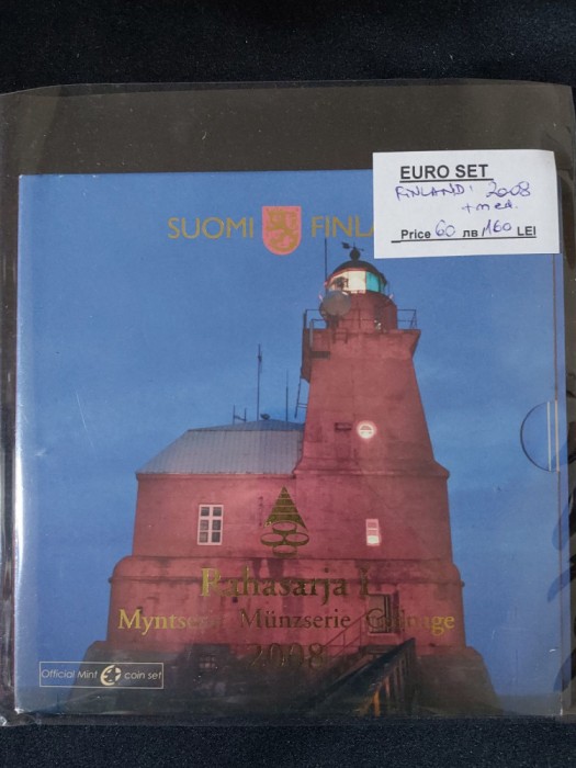 Finlanda 2008 - Set complet de euro bancar de la 1 cent la 2 euro + medal