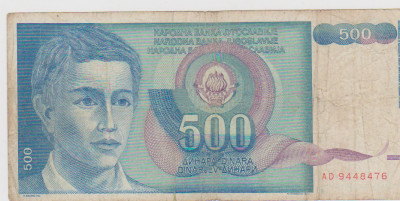BANCNOTA 500 DINARI 1 III 1990 JUGOSLAVIA foto
