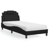 VidaXL Pat, Viana, cu saltea, negru, 90x190 cm, piele ecologică 3208761