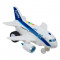 Avion interactiv de jucarie, model cu baterii, alb/albastru, 32x29x19 cm