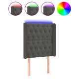 Cumpara ieftin Tablie de pat cu LED, gri inchis, 83x16x118/128 cm, catifea