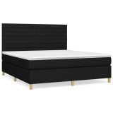 Cumpara ieftin Pat box spring cu saltea, negru, 160x200 cm, textil