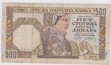 Bancnota 500 DINARI 1 NOIEMBRIE 1941Serbia