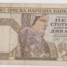 Bancnota 500 DINARI 1 NOIEMBRIE 1941Serbia