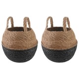 vidaXL Vază pentru plante cu m&acirc;nere 2 pcs Negru &Oslash; 22 x 20 cm 42012261