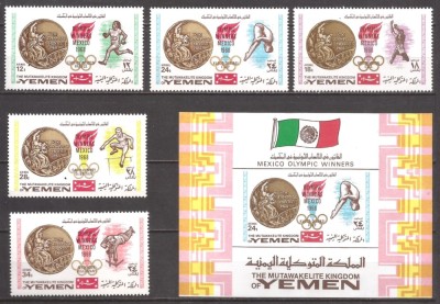YEMEN 1968 SPORT J.O. DE VARA ( serie dt. + colita ndt. ) MNH foto