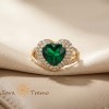 Inel SaraTremo Inima Smarald Imperial placat aur 14K cu zirconia verzi si albe