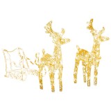 Decoratiune de Craciun reni si sanie 160 LED-uri 130 cm acril