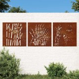 vidaXL Decor de perete 3 buc. 55x55 cm model iarba oțel Corten 824509