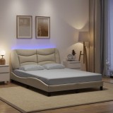 Gossi cadru de pat cu lumini led, crem, 140x200 cm, textil