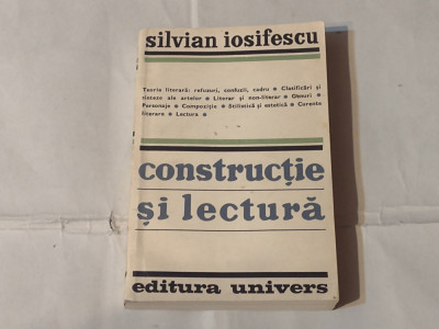 SILVIAN IOSIFESCU - CONSTRUCTIE SI LECTURA foto